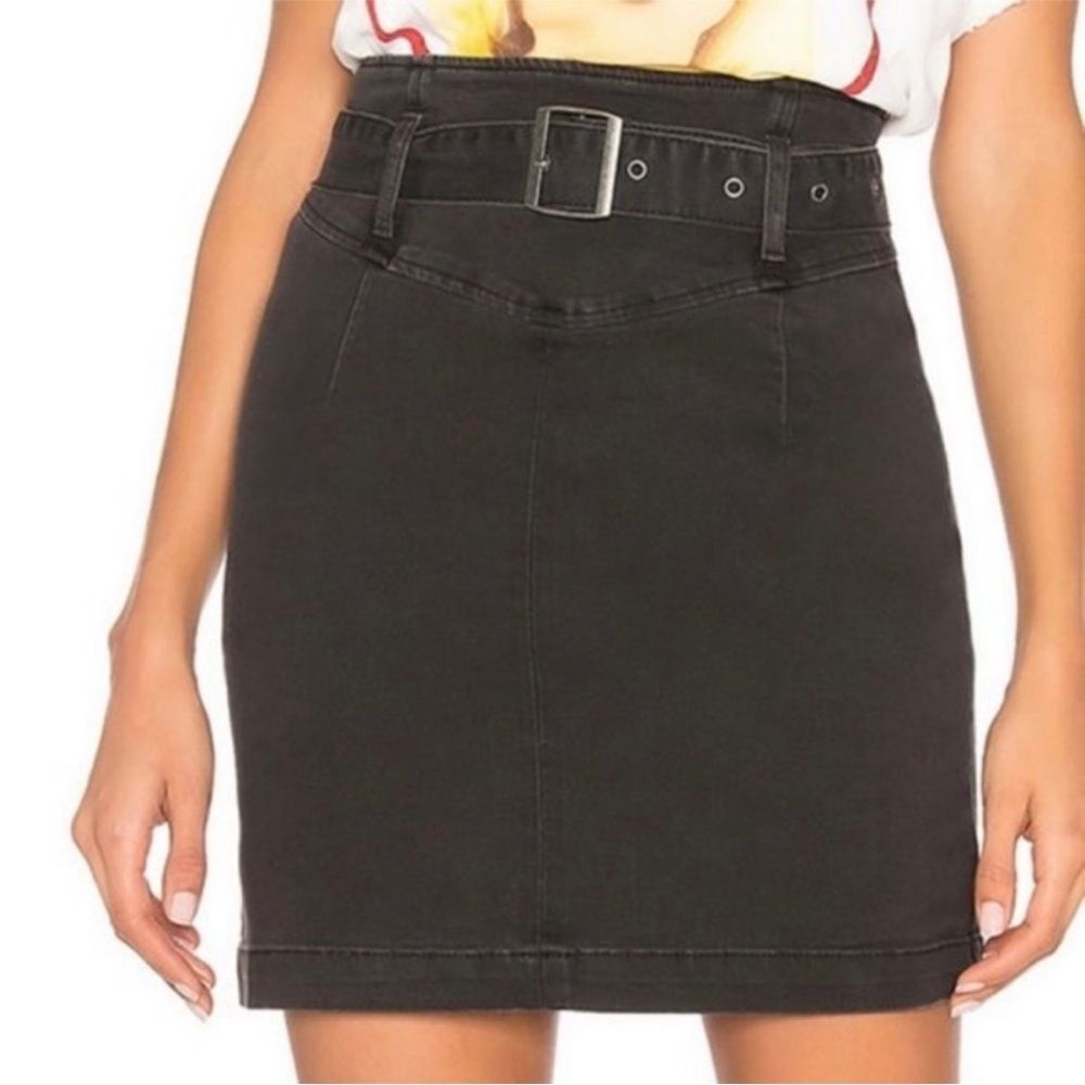 Free People Livin It Up Denim Mini Skirt size 8 Worn Black goth emo Academia